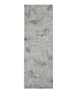 Homeroots 6' Runner Blue Floral Power Loom Runner Rug  Polyester 522604