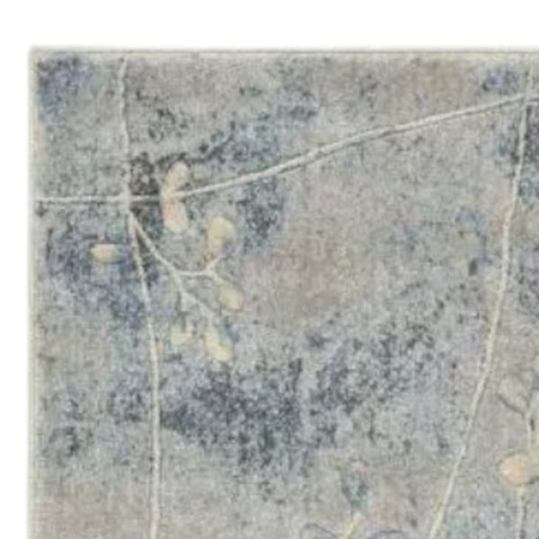 Homeroots 6' Runner Blue Floral Power Loom Runner Rug  Polyester 522604