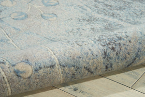 HomeRoots 8' Blue Floral Power Loom Area Rug – Timeless Elegance for Living Rooms, Bedrooms & More 6' Round Round 522605
