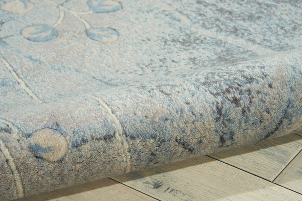 HomeRoots 8' Blue Floral Power Loom Area Rug – Timeless Elegance for Living Rooms, Bedrooms & More 6' Round Round 522605