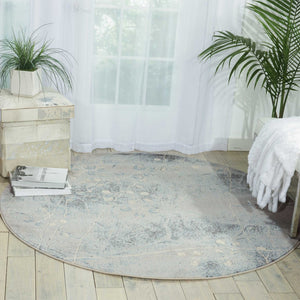 HomeRoots 8' Blue Floral Power Loom Area Rug – Timeless Elegance for Living Rooms, Bedrooms & More 6' Round Round 522605