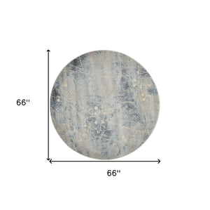 Homeroots 6' Blue Round Floral Power Loom Area Rug  Polyester 522605