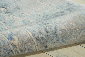 Homeroots 6' Blue Round Floral Power Loom Area Rug  Polyester 522605