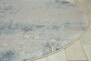 HomeRoots 8' Blue Floral Power Loom Area Rug – Timeless Elegance for Living Rooms, Bedrooms & More 6' Round Round 522605