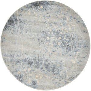 HomeRoots 8' Blue Floral Power Loom Area Rug – Timeless Elegance for Living Rooms, Bedrooms & More 6' Round Round 522605