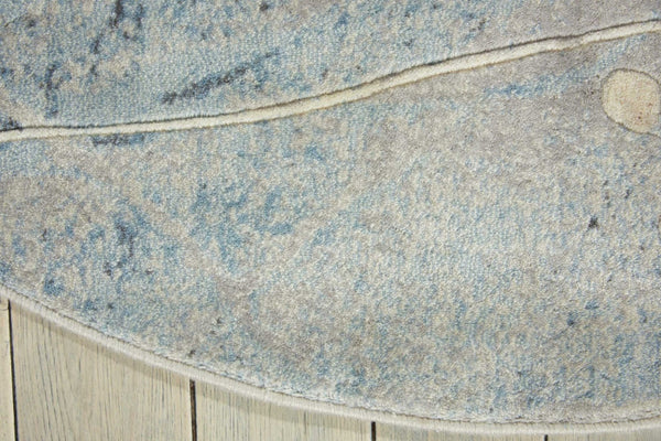 HomeRoots 8' Blue Floral Power Loom Area Rug – Timeless Elegance for Living Rooms, Bedrooms & More 6' Round Round 522605