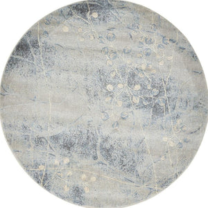 HomeRoots 8' Blue Floral Power Loom Area Rug – Timeless Elegance for Living Rooms, Bedrooms & More 6' Round Round 522605