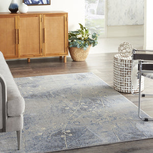 HomeRoots 8' Blue Floral Power Loom Area Rug – Timeless Elegance for Living Rooms, Bedrooms & More 5' X 7' Rectangle 522606