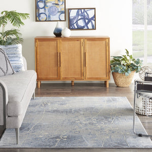 HomeRoots 8' Blue Floral Power Loom Area Rug – Timeless Elegance for Living Rooms, Bedrooms & More 5' X 7' Rectangle 522606