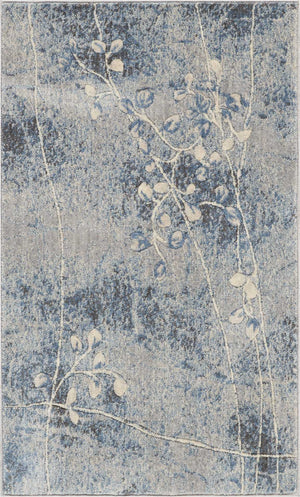 Homeroots 3' X 4' Blue Floral Power Loom Area Rug  Polyester 522608