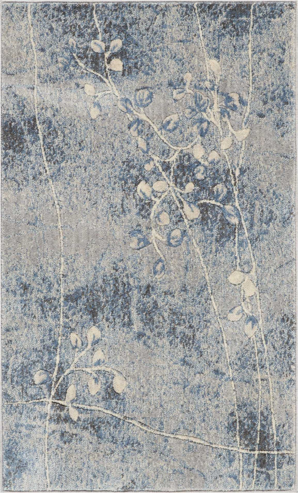 Homeroots 3' X 4' Blue Floral Power Loom Area Rug  Polyester 522608