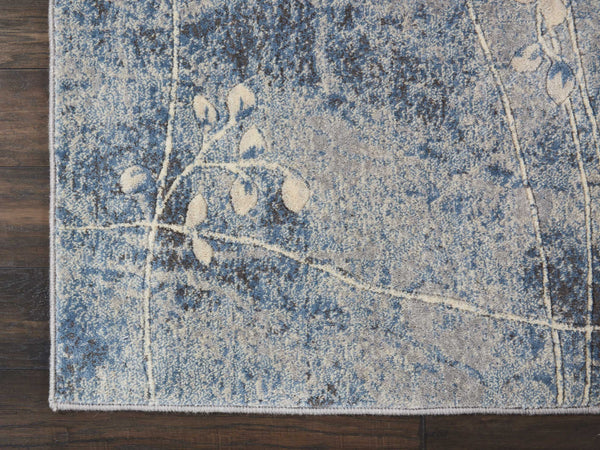 Homeroots 3' X 4' Blue Floral Power Loom Area Rug  Polyester 522608