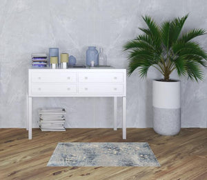 Homeroots 3' X 4' Blue Floral Power Loom Area Rug  Polyester 522608