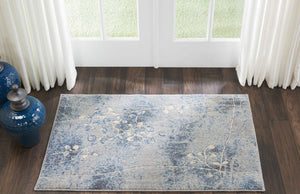 Homeroots 3' X 4' Blue Floral Power Loom Area Rug  Polyester 522608