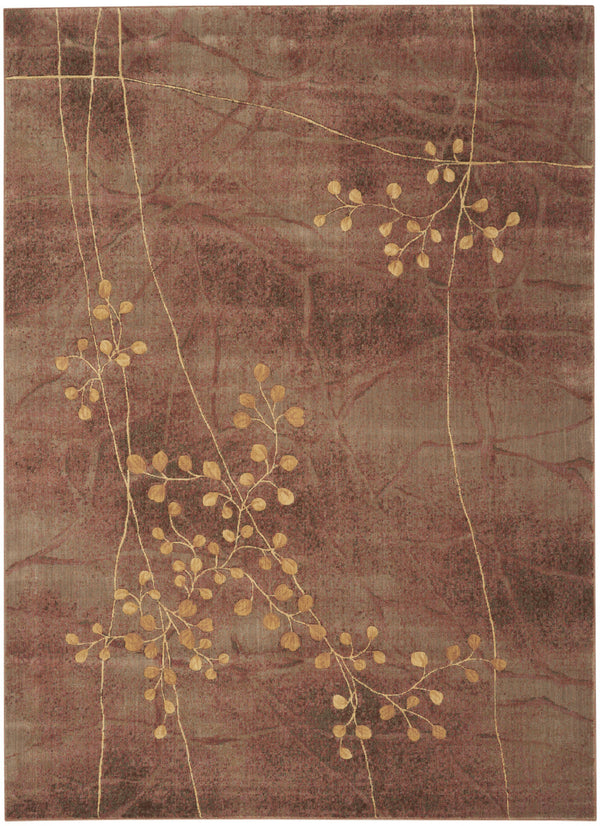 Homeroots 8' X 11' Brown Floral Power Loom Non Skid Area Rug  Polyester 522611