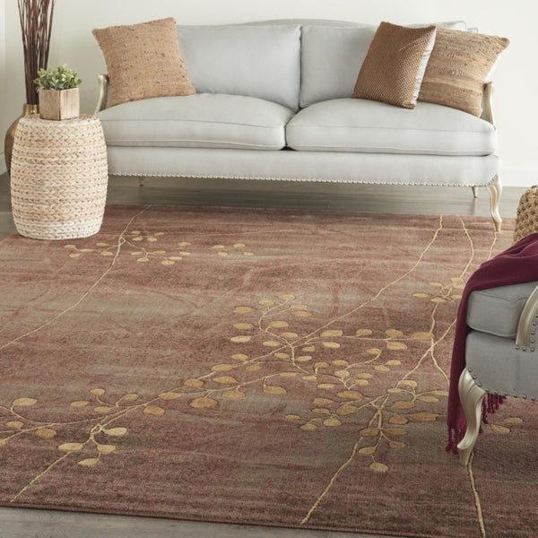 HomeRoots 8' Brown Floral Power Loom Area Rug - Elegant Design with Non-Skid Backing for Enhanced Stability 8' X 11' Rectangle 522611