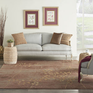 Homeroots 8' X 11' Brown Floral Power Loom Non Skid Area Rug  Polyester 522611