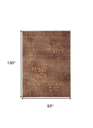 Homeroots 8' X 11' Brown Floral Power Loom Non Skid Area Rug  Polyester 522611