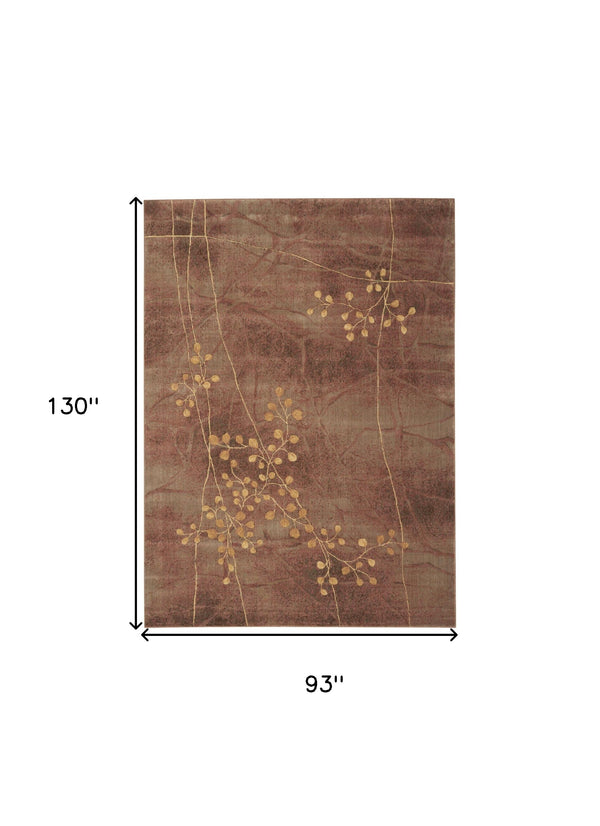 Homeroots 8' X 11' Brown Floral Power Loom Non Skid Area Rug  Polyester 522611