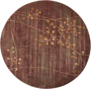 HomeRoots 8' Brown Floral Power Loom Area Rug - Elegant Design with Non-Skid Backing for Enhanced Stability 6' Round Round 522614