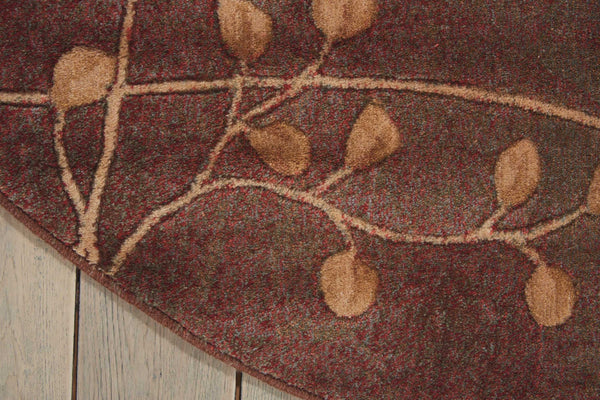 Homeroots 6' Brown Round Floral Power Loom Area Rug  Polyester 522614