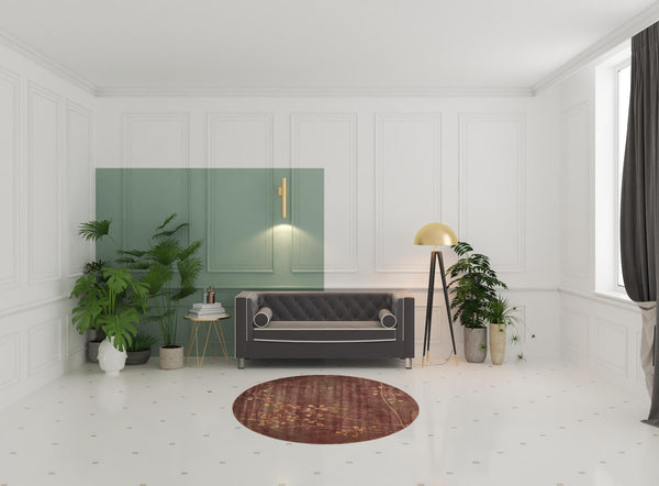 Homeroots 6' Brown Round Floral Power Loom Area Rug  Polyester 522614