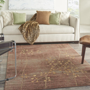 HomeRoots 8' Brown Floral Power Loom Area Rug - Elegant Design with Non-Skid Backing for Enhanced Stability 5' X 7' Rectangle 522615