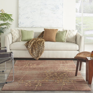HomeRoots 8' Brown Floral Power Loom Area Rug - Elegant Design with Non-Skid Backing for Enhanced Stability 5' X 7' Rectangle 522615