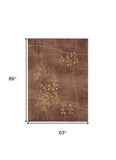 Homeroots 5' X 8' Brown Floral Power Loom Area Rug  Polyester 522615