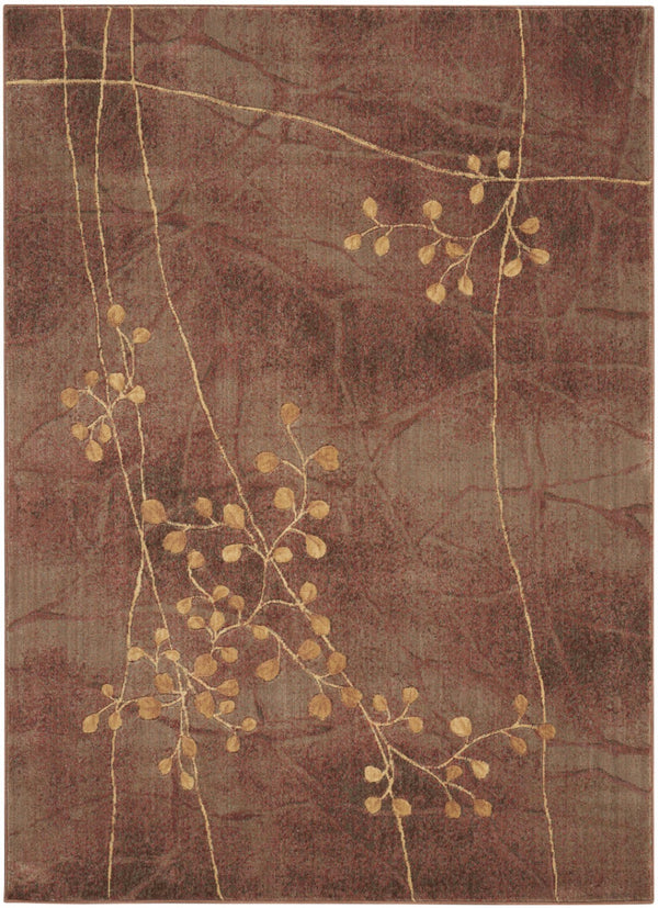 HomeRoots 8' Brown Floral Power Loom Area Rug - Elegant Design with Non-Skid Backing for Enhanced Stability 4' X 6' Rectangle 522616