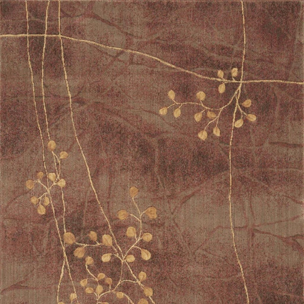HomeRoots 8' Brown Floral Power Loom Area Rug - Elegant Design with Non-Skid Backing for Enhanced Stability 4' X 6' Rectangle 522616