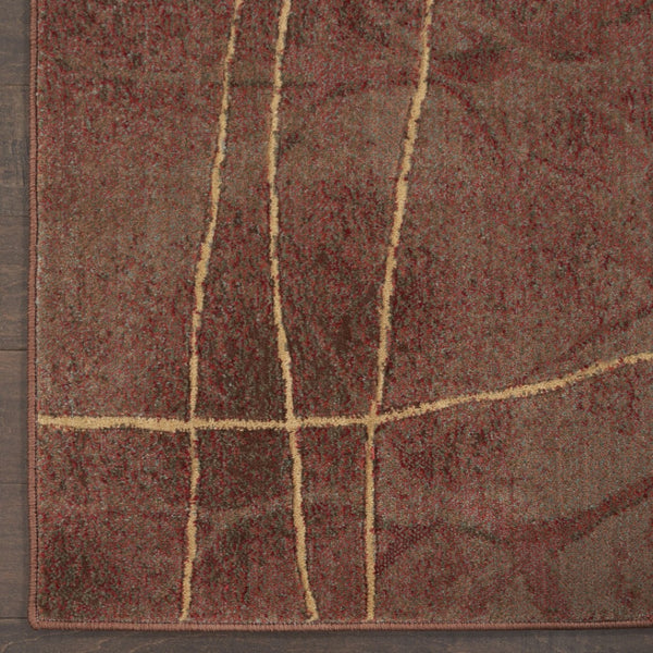HomeRoots 8' Brown Floral Power Loom Area Rug - Elegant Design with Non-Skid Backing for Enhanced Stability 4' X 6' Rectangle 522616