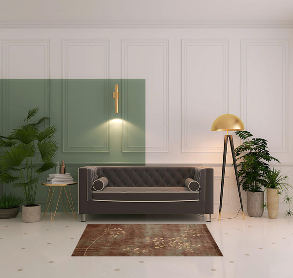 Homeroots 4' X 6' Brown Floral Power Loom Area Rug  Polyester 522616