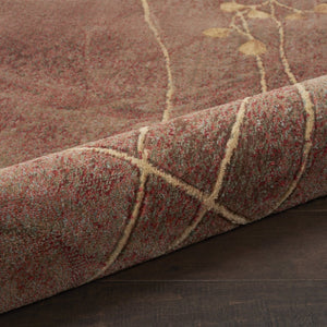 HomeRoots 8' Brown Floral Power Loom Area Rug - Elegant Design with Non-Skid Backing for Enhanced Stability 4' X 6' Rectangle 522616