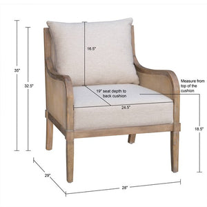English Elm Cane Reclaimed Natural Accent Chair with Synthetic Cane Arms, Removable Back Cushion, Foam Seat B035P256566