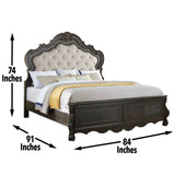 Steve Silver Rhapsody King Bed in Dark Brown with Button Tufted Headboard and Scrolled Feet