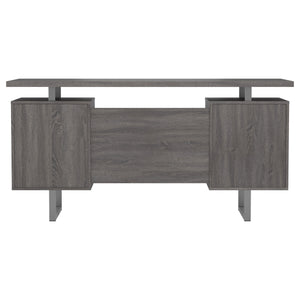 English Elm 1pc Contemporary Sleek Desk 47.25" Compact Home Office Table with Reversible Drawer and File Storage Gray 63.5 L x 26 W x 6.31 H B011P362572