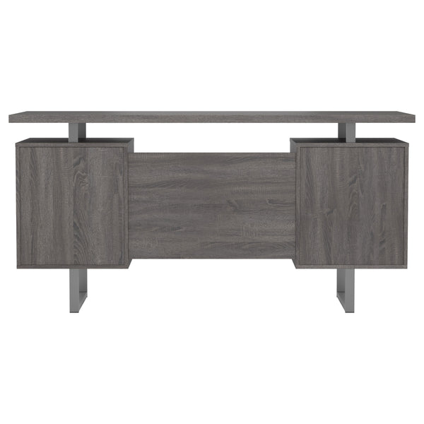 English Elm 1pc Contemporary Sleek Desk 47.25" Compact Home Office Table with Reversible Drawer and File Storage Gray 63.5 L x 26 W x 6.31 H B011P362572