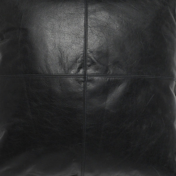 Homeroots 22" Black Leather Feather Throw Pillow   522777