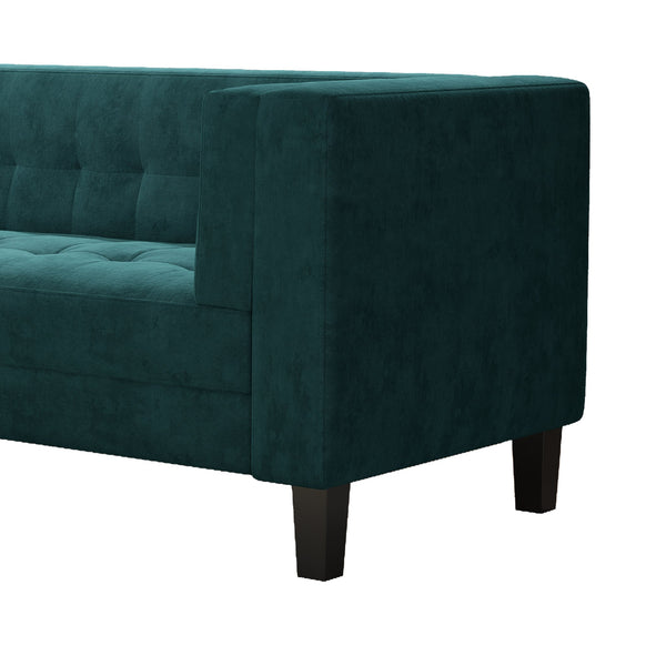 English Elm Christopher Knight Home® - 3-Seater Elegant Tufted Velvet Sofa with Solid Eucalyptus Frame, High-Density Foam Cushions and Dark Wood Legs Frosty Green N765P165496