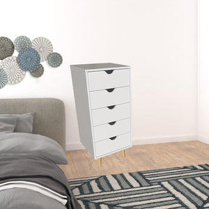 Homeroots 16" White Solid Wood Five Drawer Lingerie Chest  Solid Wood 522812