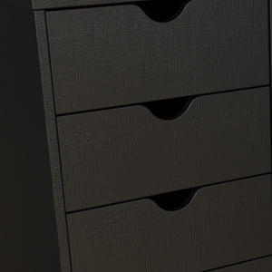 Homeroots 16" Black Solid Wood Five Drawer Lingerie Chest  Solid Wood 522813