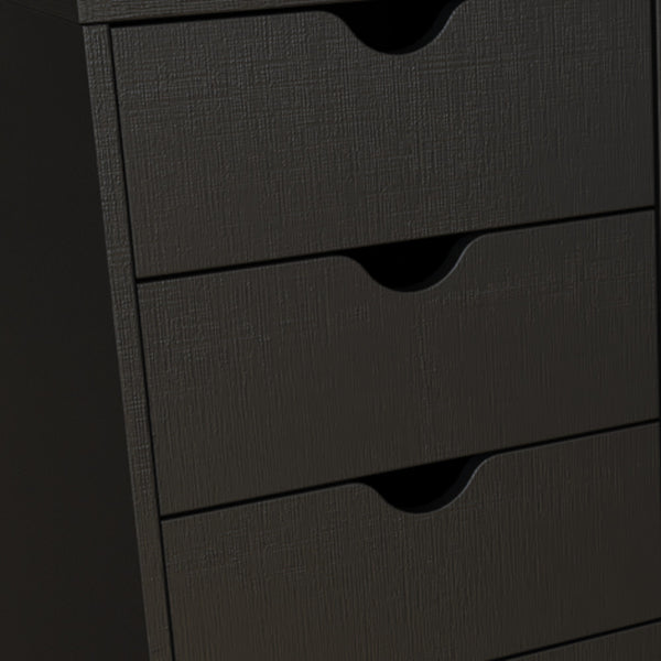 Homeroots 16" Black Solid Wood Five Drawer Lingerie Chest  Solid Wood 522813