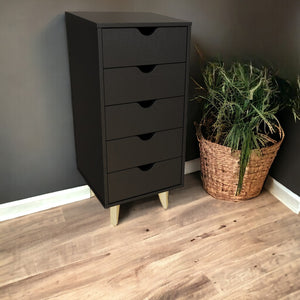 Homeroots 16" Black Solid Wood Five Drawer Lingerie Chest  Solid Wood 522813