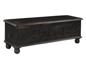 Homeroots 54" Black Solid Wood Distressed Lift Top Coffee Table   522821