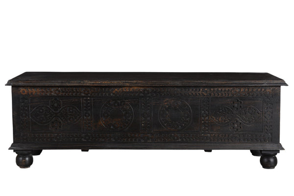 Homeroots 54" Black Solid Wood Distressed Lift Top Coffee Table   522821