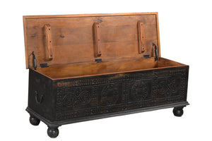 Homeroots 54" Black Solid Wood Distressed Lift Top Coffee Table   522821