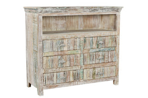 Homeroots 50" White Distressed Reclaimed Wood Entertainment Center - Stylish Storage With Rustic Charm & Durability  Solid Wood 522829