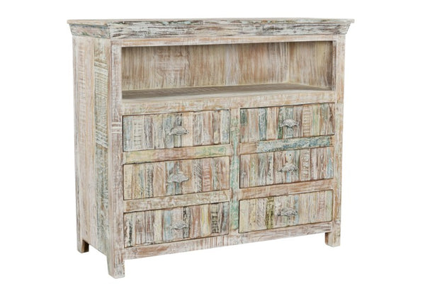 Homeroots 50" White Distressed Reclaimed Wood Entertainment Center - Stylish Storage With Rustic Charm & Durability  Solid Wood 522829