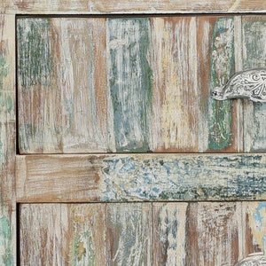 Homeroots 50" White Distressed Reclaimed Wood Entertainment Center - Stylish Storage With Rustic Charm & Durability  Solid Wood 522829